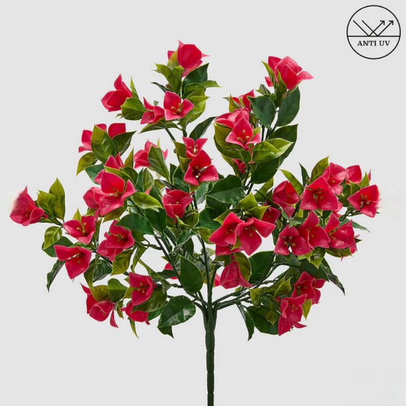 Bouganville fucsia artificiale anti UV con foglie verdi, utilizzo interno ed esterno